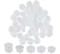 GORGECRAFT 50PCS 5 Sizes Salt and Pepper Shaker Stoppers with Pull Tab Clear Plastic Stopper Replacement Bottle Plug 16mm to 18.5mm Inner Diameter Reusable Round End Covers for Pots Bottles Pipes