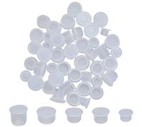 GORGECRAFT 50Pcs 5 Sizes Salt and Pepper Shaker Stoppers with Pull Tab Dustproof Plastic Stopper Replacement Plug Reusable Salt Shaker Plugs Round Plastic End Cap for Bottles Pipes Flower Pots