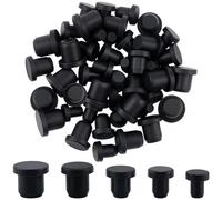 GORGECRAFT 50Pcs 5 Sizes Salt and Pepper Shakers Stopper 4mm/5.5mm/6.5mm/7.5mm/8.3mm Black Silicone Bottle Stopper Tube Seal Plug Replacement Insert Hole Plug End Covers for Bottles Pipes Flower Pots