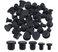 GORGECRAFT 50PCS 5 Sizes Silicone Hole Plug Black Round Rubber Waterproof Button Hole End Covers Soft Flexible Stopper Fit for 4-9.5mm Inner Diameter Hole Bottles Pipes Flower Pots
