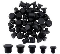 GORGECRAFT 50Pcs 5 Sizes Silicone Hole Plug Rubber End Covers Black Round Rubber Waterproof Salt and Pepper Shakers Stopper Replacement Flexible Stopper Fit for 5.5-9.5mm Inner Diameter Hole Bottles