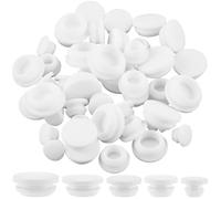 GORGECRAFT 50Pcs 5 Sizes Silicone Hole Plug White Rubber Tapered Round Waterproof Button Tube End Cover Soft Flexible Reusable Stopper Plugs Fit for Furniture Bottle Pipes 3.5-10.5mm Inner Diameter