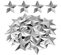 GORGECRAFT 50PCS 63mm Galvanized Small Metal Barn Star Vintage Rustic Star Ornament Three Dimensional Christmas Tree Decor for Hanging Wall Holiday Wreath Decor Craft Project Supply Handmade Accessory