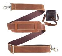 GORGECRAFT 57 Inch Bags Adjustable Strap Saddle Brown Full Grain Leather Independent Replacement Buckle Padded Long Duffel Bag Straps with Double Metal Hook for Briefcase Messenger Shoulder Bag