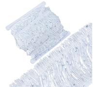 GORGECRAFT 5m*100mm Sequin Tassel Fringe Trim Tassel Fringe White Lace Ribbons Edging Triming Sewing Cloth Crafts Accessories for Home Party Decoration