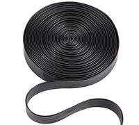 GORGECRAFT 5m Foldover Leather Strips Leatherette Strap 15mm Wide Leather Trimming Tape Black Lychee Grained Imitation Flat Leather Cord String for DIY Sewing Seaming Hemming Crafts Jewelry Making