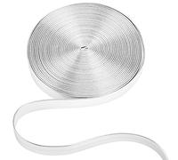 GORGECRAFT 5m Long Metallic Leather Strips Silver Glossy Flat Pu Leather Strap 10mm Wide Double Sided Imitation Leather Cord Beading String Threads Rope for DIY Crafts Bracelet Jewelry Making