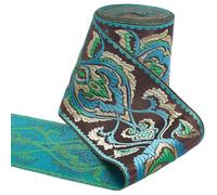 GORGECRAFT 5Ms Jacquard Woven Ribbon 9cm Wide Dark Turquoise Polyester Embroidered Jacquard Webbing Trim Applique for DIY Sewing Crafts Clothing Bag Home Party Decoration Gift Wrapping