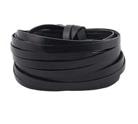 GORGECRAFT 5mx6mm Real Leather Cord String 1mm Thick Full Grain Cowhide Braiding Thread Rope Black Flat Genuine Leather Craft Lace Strips for Jewelry Making Braiding Bracelets Key Chains