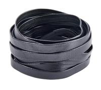 GORGECRAFT 5mx8mm Foldover Leather Strips Black Double Fold Leather Strip Lambskin Flat Leather Cord PU Edge Trimming 1mm Thick Braiding Thread for DIY Crafts Jewelry Making Tooling Workshop