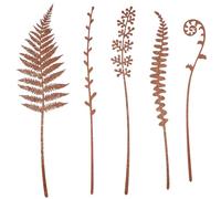 GORGECRAFT 5Pcs 5 Styles Metal Decorative Garden Stakes Rusty Iron Rustic Plants Fern Leaves Shaped Art Decor Signs Stake for Outside Lawn Yard Art Outdoor Walkway Potted Accessory