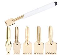 GORGECRAFT 5Pcs Brass Nibs Parallel Pen Tip Set 9/10/11/13/16mm Wide Comic Dip Pen Nibs Kit Artistic Font Writing School Art Supplies for Manga Calligraphy Pen-and-Ink Drawing Stationery Accessories