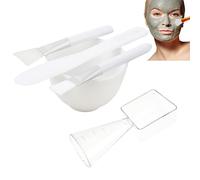 GORGECRAFT 5Pcs Silicone Facial Bowl Set White Microwavable DIY Face Mud Facemask Mixing Bowls with Brush Stick Spatula Measuring Cup Cosmetic Beauty Tool Kit for Home Salon Skincare