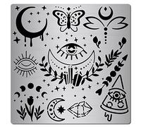 GORGECRAFT 6.3 Inch Metal Moon Phase Stencil Stainless Steel Butterfly Demon Eye Stencils Cutouts Flower Painting Reusable Template for Painting, Wood Burning, Pyrography and Engraving Crafts