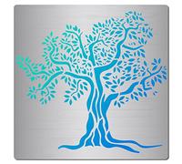 GORGECRAFT 6.3 Inch Tree of Life Stencil Natural Plants Stainless Steel Tree Metal Stencils Decoration Drawing Templates Journal Tool for Painting Wood Burning Pyrography and Engraving Crafts