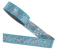 GORGECRAFT 6.4M Ethnic Jacquard Ribbon Trim 2cm wide Silver Metallic Vintage Boho Double Sided Embroidered Woven Trim Fringe Flat Lace Fabric for Bag Hat Clothing Garments Sewing Accessories