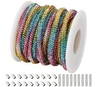 GORGECRAFT 6.5M Rhinestone Tube Cord 4mm Glitter Sequins Shoelace Shoe Laces with Aglets And Cord Ends Bling Crystal String Rope for DIY Sneakers Sweaters Sweatpants Decor Jewelry Making Crafts