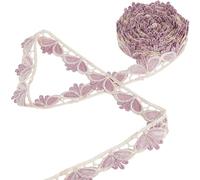 GORGECRAFT 6 Yards Crown Embroidered Lace Ribbon Europe Sewing Edge Trim 3cm Wide Inelastic Lace Ribbon Floral Trim Applique Fabric Crafts for Sewing DIY Clothes Wedding Decoration (Purple)