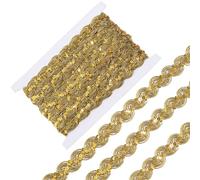 GORGECRAFT 6 Yards Gold Sequin Lace Trim 2.3cm Metallic Gimp Braid Trim Glitter Scalloped Applique Edging Trimmings Christmas Wavy Lace Ribbon for Sewing Wedding Bridal Curtain Home Decor