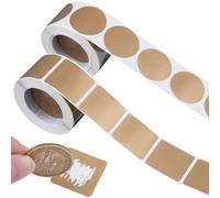 GORGECRAFT 600 Pack Gold Scratch Off Stickers 25mm Square&Round Circle Scratch Off Labels Self Adhesive Paper Coated Film Password Sticker for Lottery Ticket Reward Program DIY Raffle Card Creating