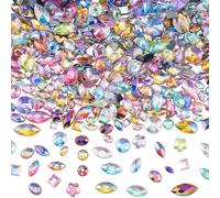 GORGECRAFT 600Pcs Acrylic Rhinestones Flatback Crystal Gems Face Jewels Faceted Round Oval Square Gemstones for Halloween Party Decorations Clothes Dress Shoes Bag Wedding Crafting Embellishments