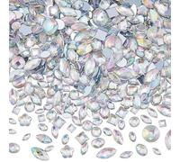 GORGECRAFT 600Pcs Crystal Gems Flat Back Clear AB Acrylic Rhinestones Flatback Faceted Round Oval Horse Eyes Gemstones for Nail Face Art Clothes Shoes Bags Cosplay Embellishments Jewelry DIY Crafts