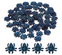GORGECRAFT 60Pcs 13mm Halloween Spider Flatback Charms Opaque Resin Cabochons Spider Buttons Sew On Christmas Scrapbooking Embellishments & Decorations with Rhinestone for Crafts