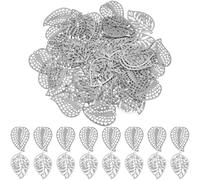 GORGECRAFT 60PCS 2 Styles Hollow Out Silver Metal Leaves Rustic Metal Leaf Ornament Christmas Tree Decoration for Hanging Wall Holiday Wreath Wedding Party Decor Crafts Project Handmade