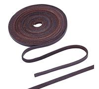 GORGECRAFT 6mm Genuine Leather Strips 5.5 Yards Flat Leather Cord Braiding String Rope Cowhide Straps for Jewelry Necklace Bracelet Making Making DIY Craft Projects, Dark Coffee