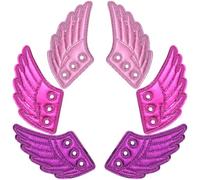 GORGECRAFT 6Pcs 3 Colors Angel Wings Shoe Charm Pink Purple Cloth Felt Shiny Wing Shaped Decoration Shoelace Charms with 3 Holes for DIY Craft Skates Sneaker Running Shoes Accessories