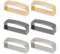 GORGECRAFT 6Pcs 3 Colors Belt Loop Keepers Alloy Leather Belt Strap Ring Rectangle Anti Slip Men's Women's Buckle Metal Loops Hardware Replacement Accessories Fits 38-40mm for DIY Craft Fixing