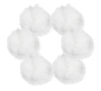 GORGECRAFT 6PCS 60mm White Faux Fox Fur Pom Poms Pompom Ball Removable Knitting Accessories With Elastic Loop for Hats Shoes Keychains Scarves Gloves Bags Diy Decoration