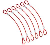 GORGECRAFT 6Pcs Safety Cable Lock Wire 20.5cm Security Wire Ropes Flexible 3mm Dia Red Rubber Coated Stainless Steel Cable with Double Loops for Home Garden Outdoor Fences Gates Luggage Suitcase Lock