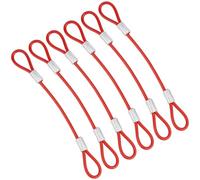 GORGECRAFT 6Pcs Steel Cable with Loops 3mm Dia Security Wire Ropes 15.5cm Long Red Coated Safety Cable Lock Wire Flexible Steel Lanyard Chain for Outdoor Home Fences Gates Gate Suitcase Luggage Lock