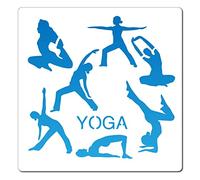 GORGECRAFT 7.1"X7.1"Yoga Pose Stencil Gymnastics Template Women Practicing Reusable Plastic Drawing Painting Stencils Template for Painting on Card Wall Fabric Tile Canvas Crafts DIY Home Decor