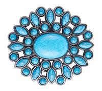 GORGECRAFT 7*7cm Turquoise Belt Buckles Vintage Western Cowboy Native American Stone Alloy Belt Buckles Flower-Shaped Synthetic Turquoise Belt Fastener for Women Men Christmas Valentine's Day