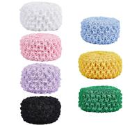 GORGECRAFT 7 Colors 15 Yards Elastic Crochet Headband 1.5" Wide Colorful Crochet Stretch Trim Roll Ribbon Hair Band Green Yellow Pink for Girls Hair Accessory Head Bows Tutus Dresses Gift Wrapping