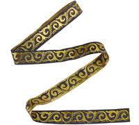 GORGECRAFT 7 Meters Gold Jacquard Embroidery Ribbon Trim 2cm Wide Vintage Boho Woven Lace Edge Fringe Fabric Upholstery Applique for DIY Sewing Clothing Curtain Bag Embellishment Decor