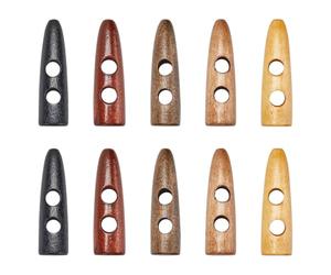 GORGECRAFT 70Pcs 5 Colors Horn Toggle Buttons 40mm Long Oval Tooth Shape 2 Holes Scrapbooking Wood Sewing Button Brown for Coat Jacket Sweater Duffel Clothes Sewing Knitting DIY Accessories