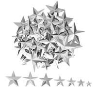 GORGECRAFT 70PCS 7 Sizes Silver Metal Star Galvanized Metal Stars Vintage Rustic Primitive Stars Three Dimensional Christmas Tree Patriotic Ornament for Crafts Remembrance Day Hanging Wall Decor