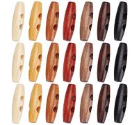 GORGECRAFT 70Pcs Oval Wooden Buttons Horn Toggle Shape Buttons Accessories 2 Holes Wood Sweater Coats for Jacket Clothing Sewing DIY Art Craft Projects, 7 Colors