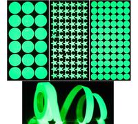 GORGECRAFT 7Pcs Glow in The Dark Tape Sticker Switch Button Night Warning Safety Signs Self-Adhesive Luminous Decals Accessories for Car Bike Motorcycle Safety Exit Sign Stairs Walls Decoration