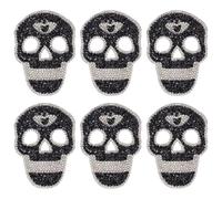 GORGECRAFT 7Pcs Rhinestone Skull Patches Full Diamond Crystal Glitter Sew on Iron on Applique Clothing Repair Decoration Patch for DIY Clothing Dress Pants Jeans Bags Hats Accessories Halloween Decor