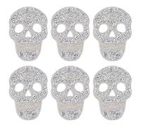 GORGECRAFT 7Pcs Skull Rhinestone Iron On Patches Diamond Glitter Sew On Appliques Silver Rhinestones Clothing Patch for Clothes Dress Pants Jeans Hats Bags Repair Decor Accessories Halloween Crafts
