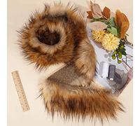 GORGECRAFT 7x180cm Faux Fur Trim Ribbon Brown Classic Hood Trim Fox Fur Fabric Artificial Stripe Precut Fluffy Plush for Women Hood Wrist Cuffs Replacement Warmer Cozy Winter Decoration DIY Craft