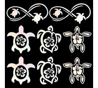 GORGECRAFT 8 Sheets Hibiscus and Turtle Side Car Decal Colorful Laser Reflective Car Sticker Waterproof Vinyl Automotive Exterior Decoration Flower Turtle Shell Stickers for Suv Truck Motorcycle