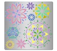 GORGECRAFT 8 Styles Mandala Stencils Painting Templates Flower Stainless Steel Stencils 16x16cm Reusable Floral Metal Journal Stencils for Wood Burning Pyrography Crafting Carving Painting