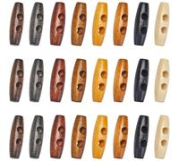 GORGECRAFT 80Pcs 8 Colors Oval Wooden Buttons 30mm Long Horn Shaped Toggle Wood Button Accessories 2 Holes Sweater Coats Buttons Replacement for Jacket Clothing Sewing DIY Art Craft Projects