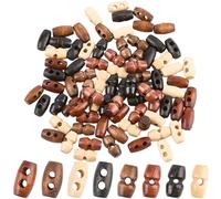 GORGECRAFT 80Pcs 8 Styles Mini Wooden Toggle Buttons 1 Hole 2 Hole Tiny Sewing Horn Button Olive Shape Clothing Embellishments for Doll Coat Jacket Sweater Clothes Knitting DIY Accessories 15mm