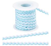 GORGECRAFT 8mm Wide RIC Rac Ribbon 16M Two Color Rick Rack Wave Bending Fringe Trim Zig Zag Woven Braided Fabric for Hair Bands Wedding DIY Craft Party Xmax Decoration, Light Cyan White